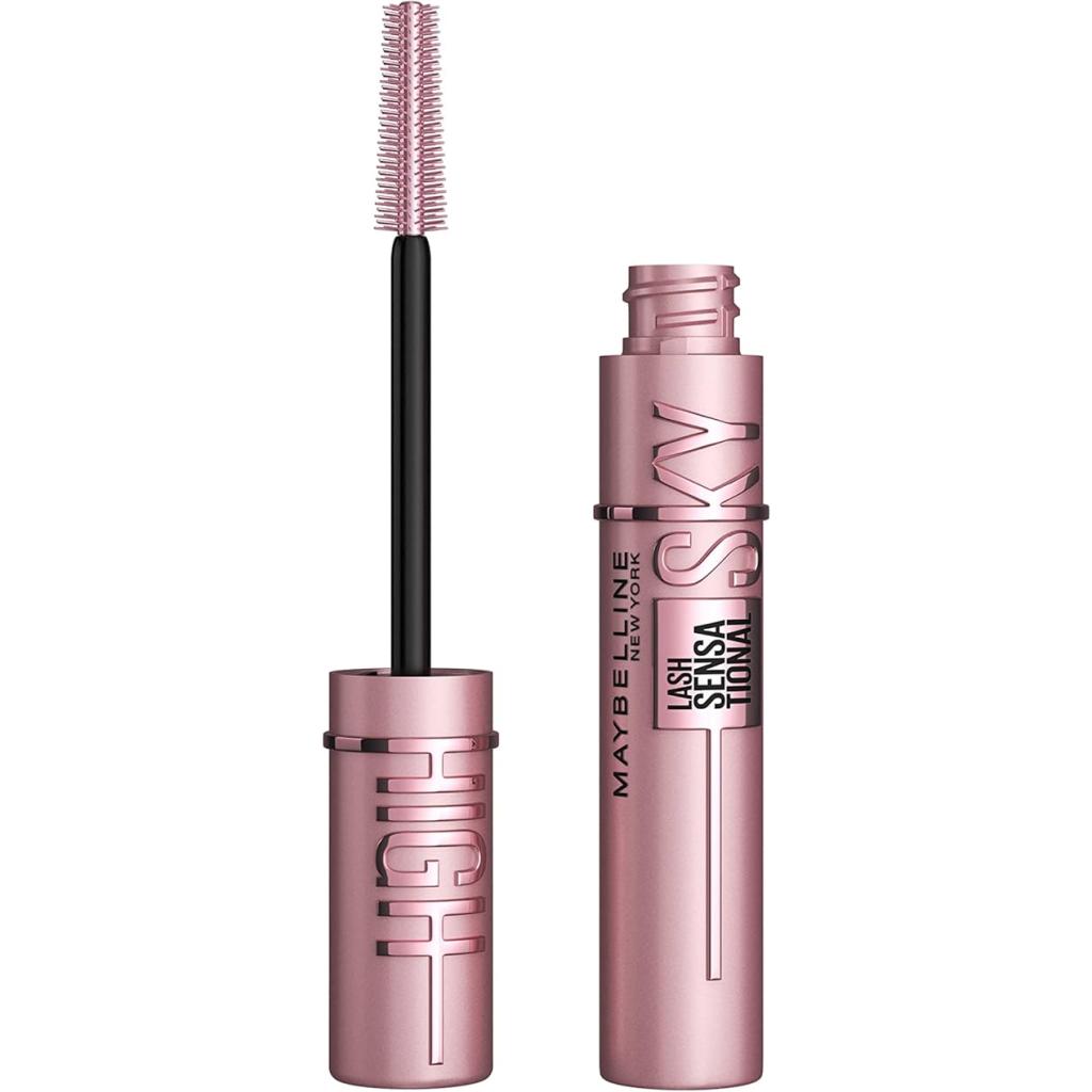 Maybelline NY Lash Sensational Sky High Máscara de Cílios Lavável, Escova Flexível, Alongamento Sem Limites com Extrato de Bambu e Fibras, Impacto de Todos os Ângulos, Preto 7,2ml