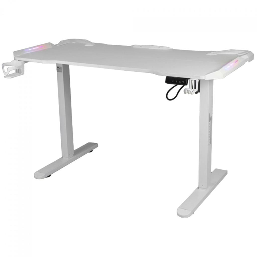 Mesa Gamer SuperFrame Epic Pro, RGB, Altura Ajustável, Com Suporte Para Headset e Copo, White, SF-TB-12060WA