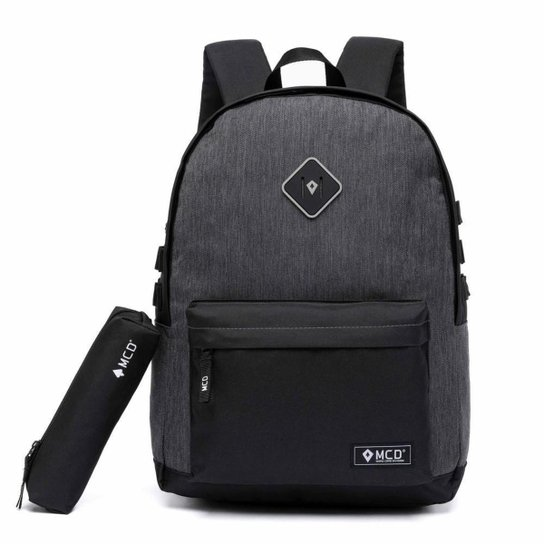 Mochila Faculdade Notebook Resistente Trabalho Grande 16 Litros - Preto+Cinza