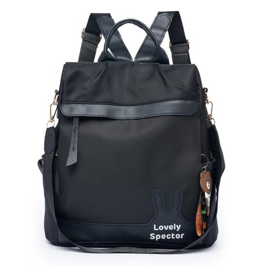 Mochila Feminina Antifurto Spector Reforçada Escolar Trabalho - Preto