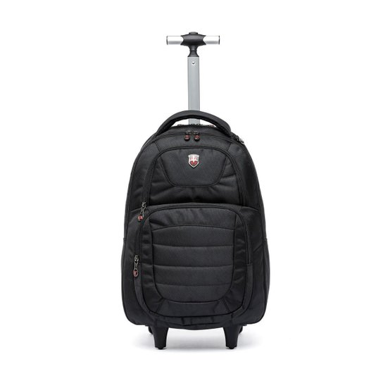 Mochila De Rodinhas Swissport Resistente Executiva Notebook 360° Masculina 36 Litros - Preto