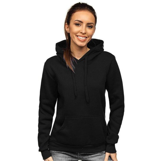 Moletom Feminino Liso Abrigo Blusa Moleton Casaco com Capuz - Preto