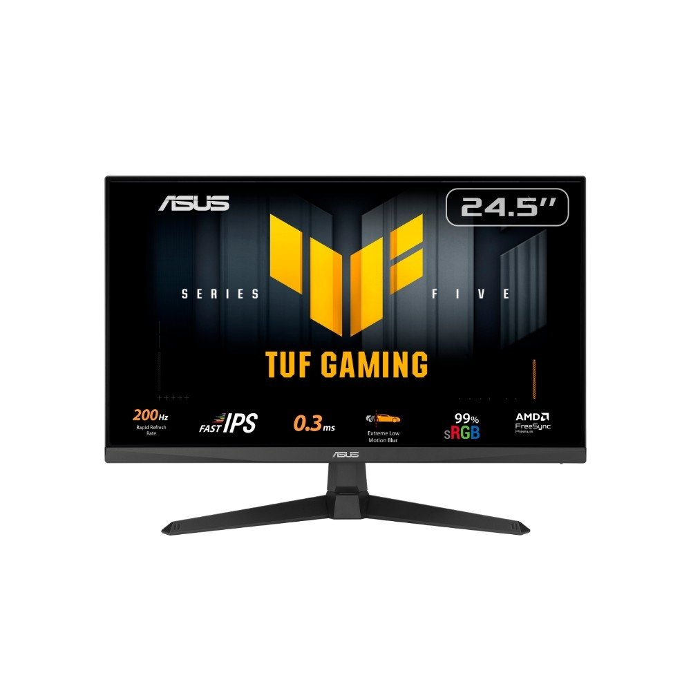 Monitor Gamer ASUS TUF 25", Full HD, 200Hz, 0.3ms, Fast IPS, VRR, G-Sync Comp, FreeSync Premium, HDR10, Som Integrado, Preto - VG259Q5A