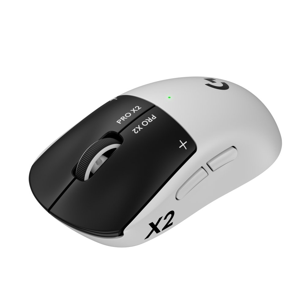 Mouse Gamer Sem Fio Logitech G PRO X2 SUPERSTRIKE LIGHTSPEED, 61g, Cliques Táteis Personalizáveis, USB-C, Preto e Branco - 910-007775