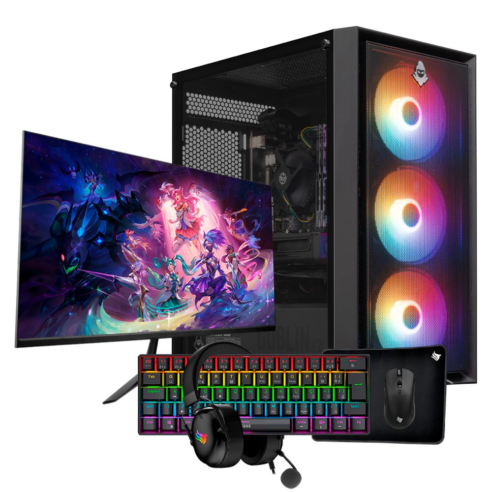 PC Gamer Completo Mancer Assur XVII, Intel Core i5, Radeon RX 590 8GB, 16GB DDR3, SSD 1TB + Monitor + Kit Periféricos