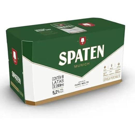Pack Cerveja Spaten, Puro Malte, 269ml, Lata - 8 Unidades