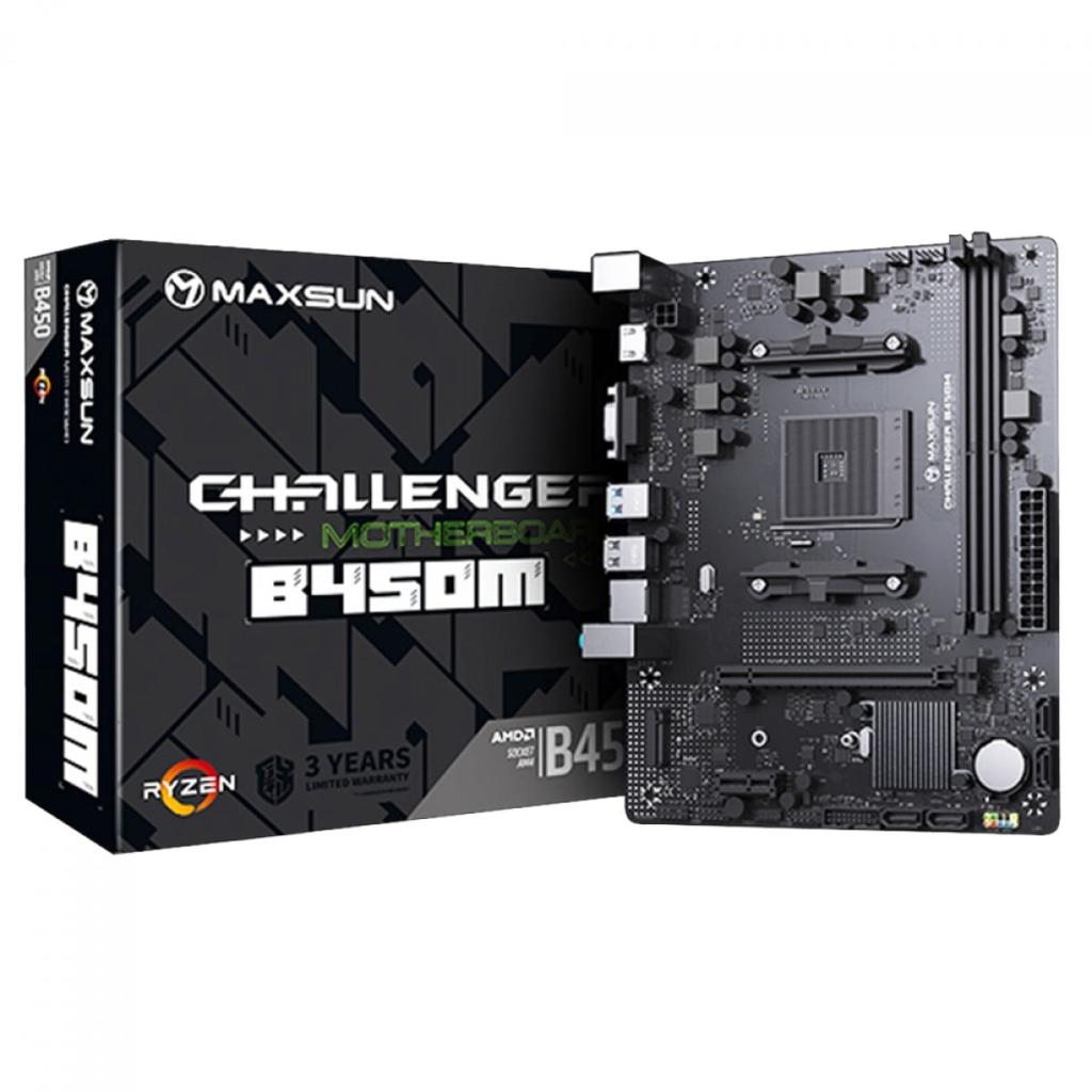 Placa Mãe MAXSUN B450M MS-Challenger, Chipset B450, AMD AM4, mATX, DDR4, Preta