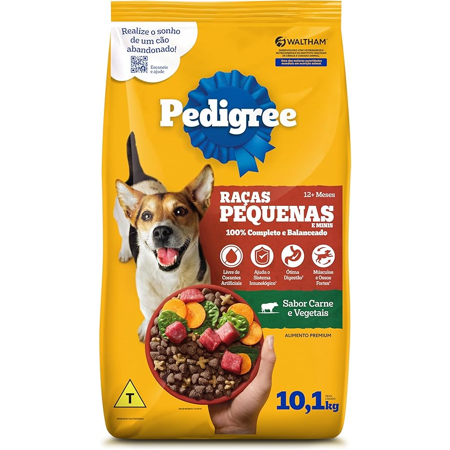 Ração Pedigree Carne e Vegetais Cães Adultos Raças Pequenas e Minis 10.1 kg