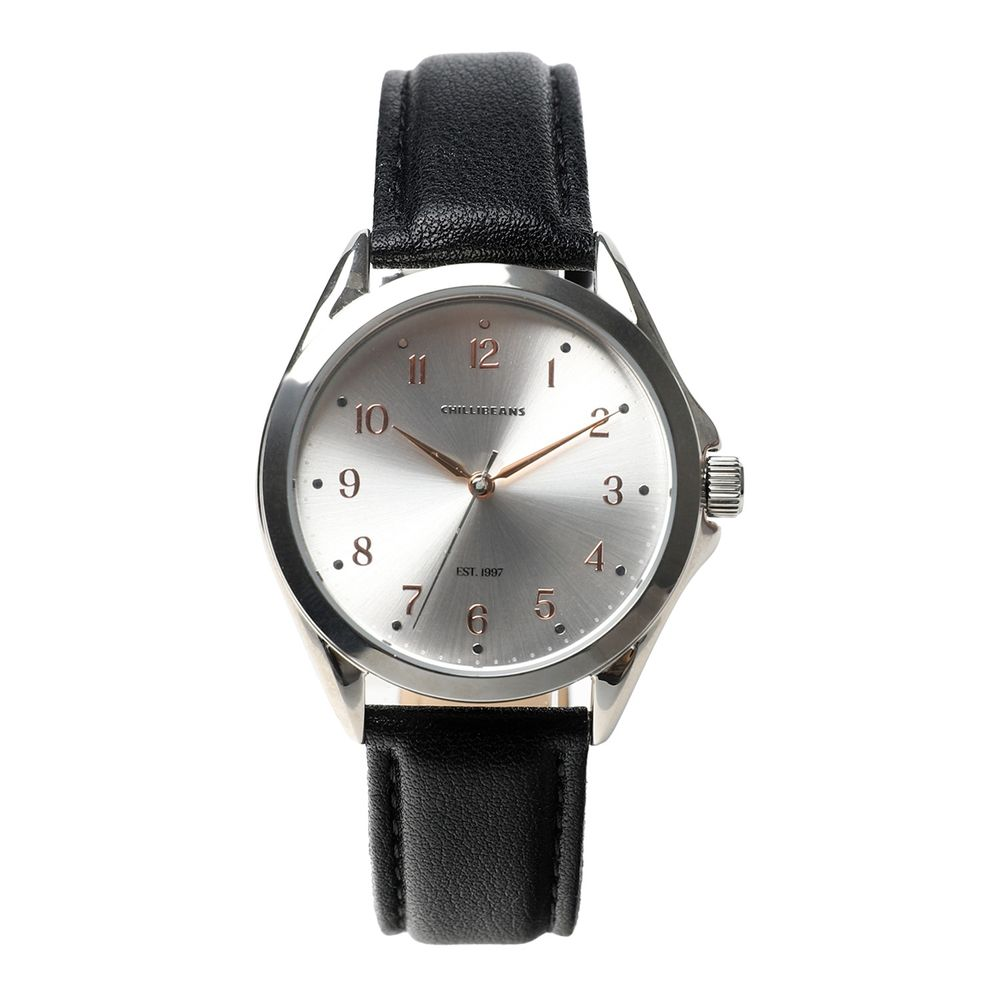 Relógio Analógico Feminino Chilli Beans Couro Prata Preto - RE.CR.0604.0701 M