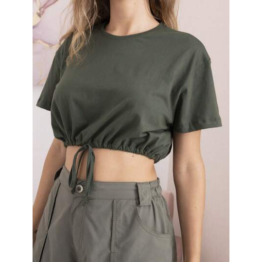 SHE(IN) BRASIL Camiseta cropped com amarração feminino