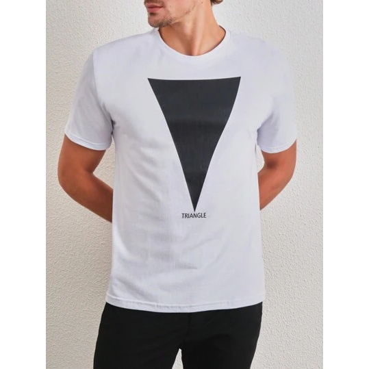 SHEIN Camiseta Malha Manga Curta Estampa Frontal Masculino