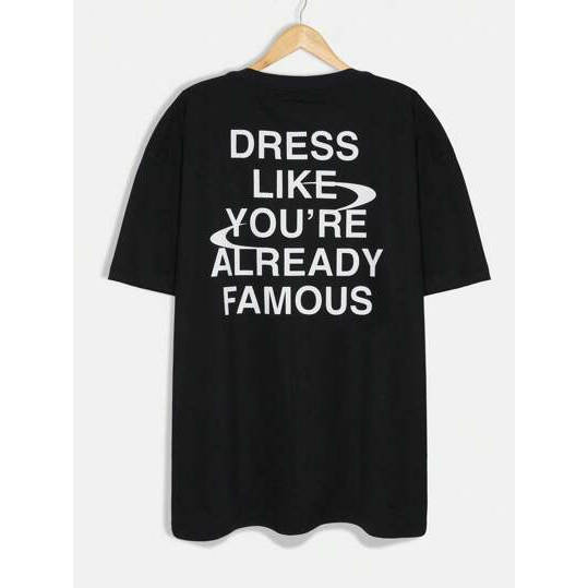 SHEIN Camiseta Street life Dress Famous Oversized Masculino Algodão Preto