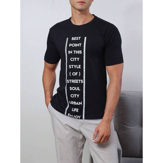 SHEIN Camiseta manga curta Casual Alma Urbana Confort Masculino Algodão Cinza