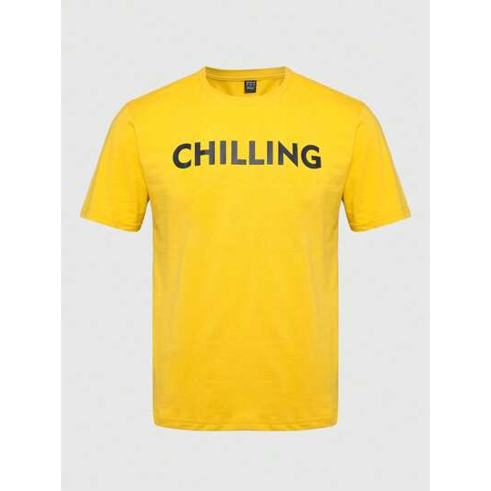 SHEIN Camiseta manga curta Casual Chilling Confort Masculino Algodão Amarelo