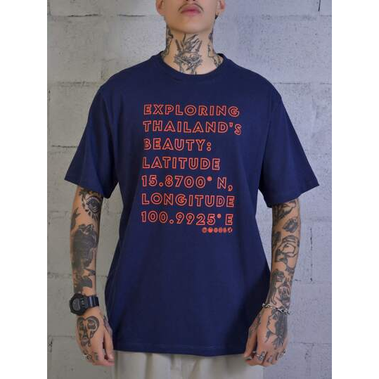 SHEIN Camiseta manga curta Casual Thailand Confort Masculino Algodão Azul Marinho