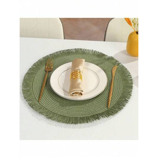 SHEIN Jogo Americano Tapete Decorativo de Quarto de Hotel, Tassel Trançado, Isolamento Térmico, Decoração de Mesa de Jantar, Sala de Estar, Tapete Antiderrapante, 1 peça/4 peças/6 peças