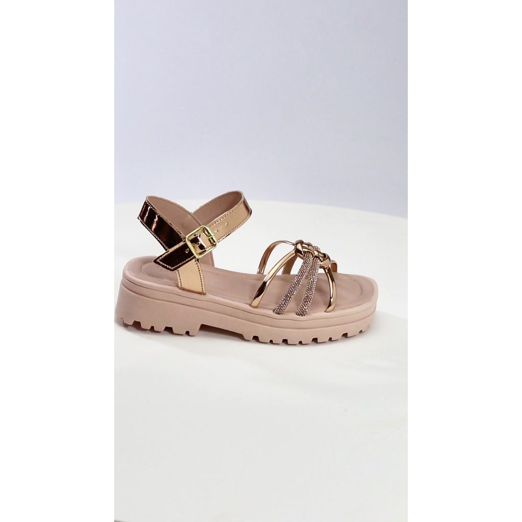 Sandália Infantil Feminina Tininha Flatform Anabela com Strass Casual Escolar Lançamento