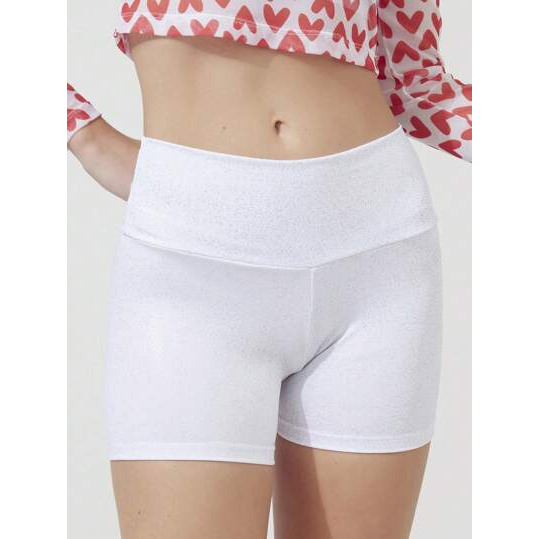 Shorts Esportivo Curto Estampa Prateado Carnaval Feminino