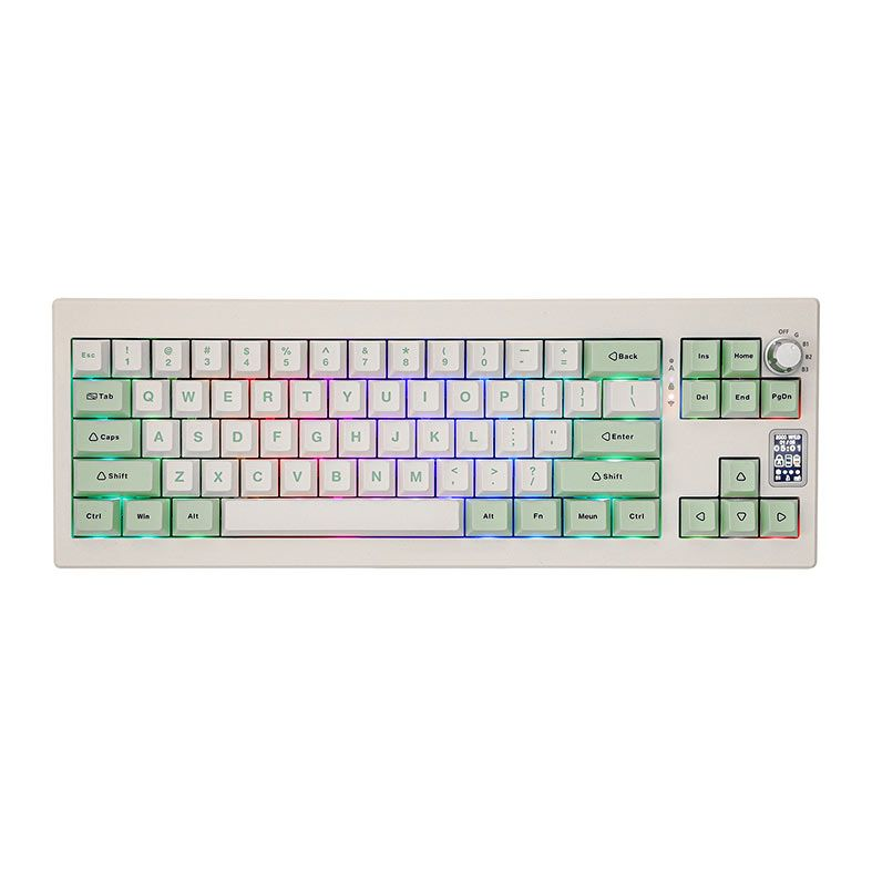 Teclado Mecanico Epomaker Shadow X, ARGB, Switch Flamingo, White Green, SHADOWX-WG-FLG