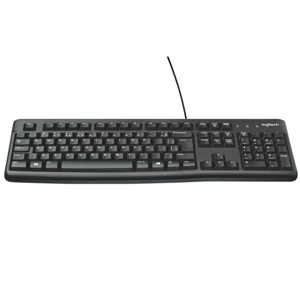 Teclado com fio USB Logitech K120 Resistente à Respingos e Layout ABNT2 -920-004423