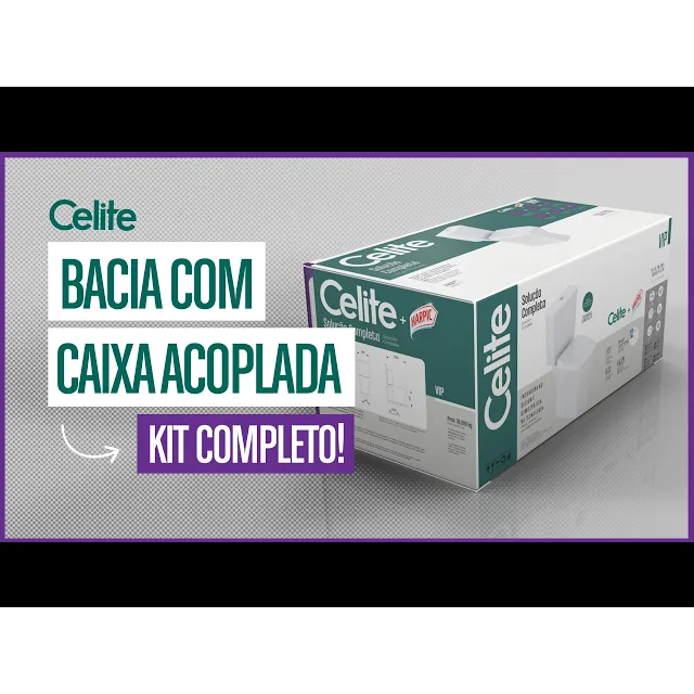 Vaso Sanitário com Caixa Acoplada e Assento Like Celite Branco Brilhante