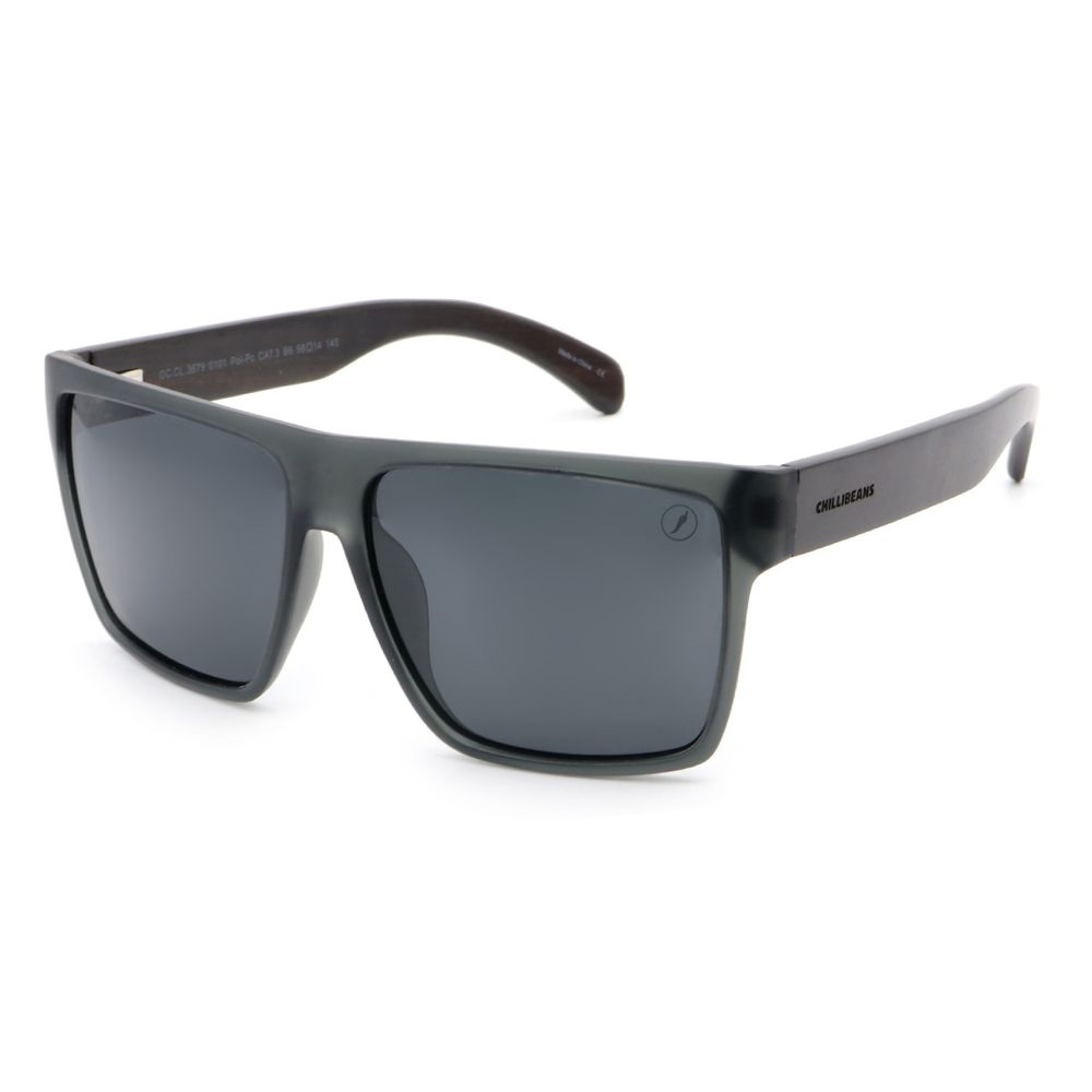 Óculos De Sol Masculino Chilli Beans Quadrado Preto Haste Bamboo - OC.CL.3679.0101 M
